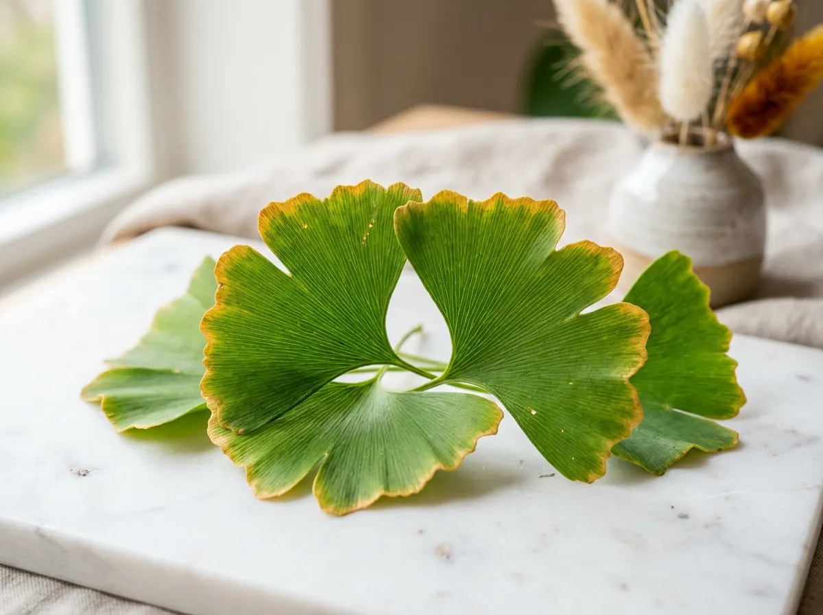 Ginkgo biloba blad - naturliga örter för öronkomfort